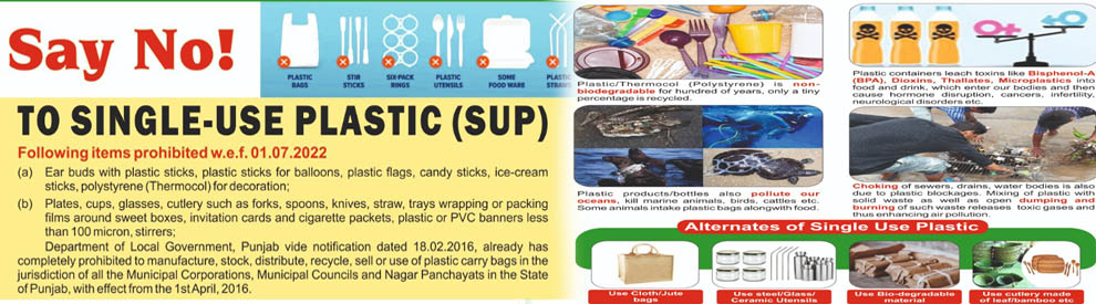 Say No to Single Use Plastic (SUP)